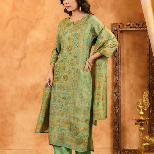 Pastel Green Shimmer Suit Set