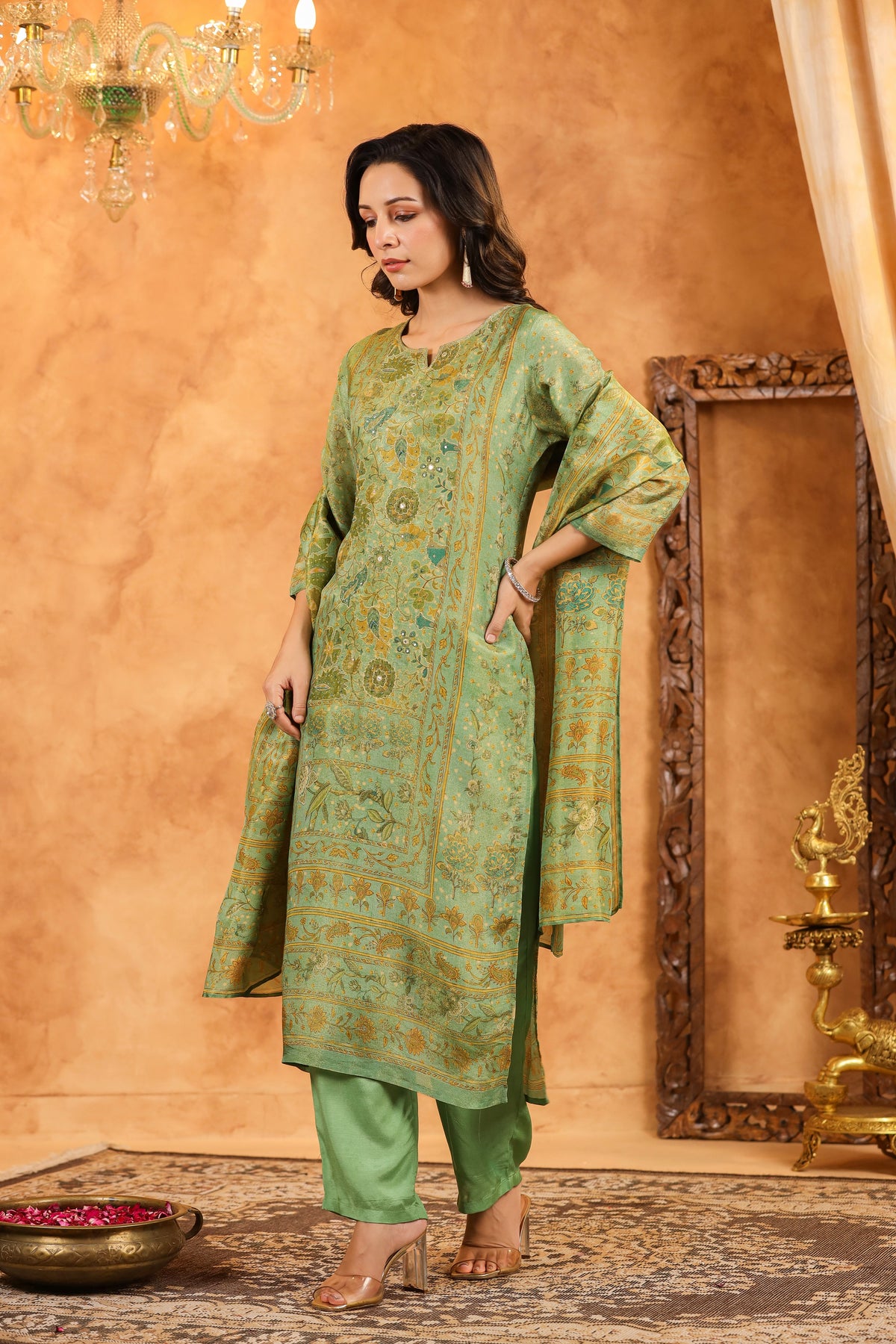 Pastel Green Shimmer Suit Set