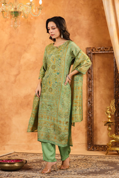 Pastel Green Shimmer Suit Set