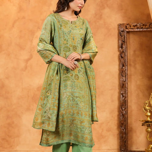 Pastel Green Shimmer Suit Set