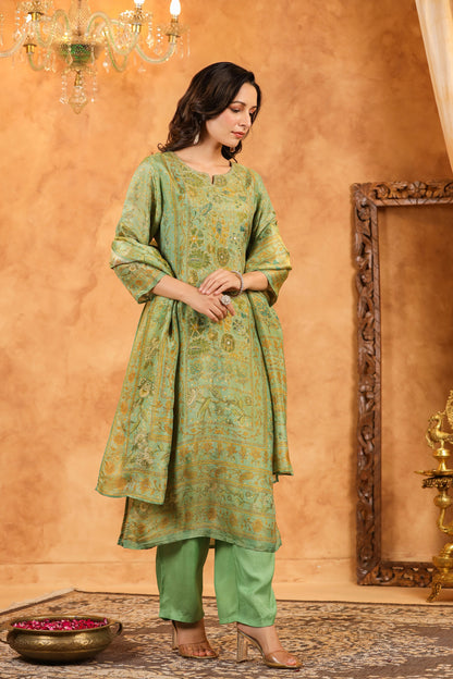 Pastel Green Shimmer Suit Set