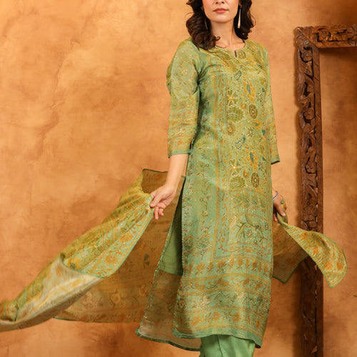 Pastel Green Shimmer Suit Set