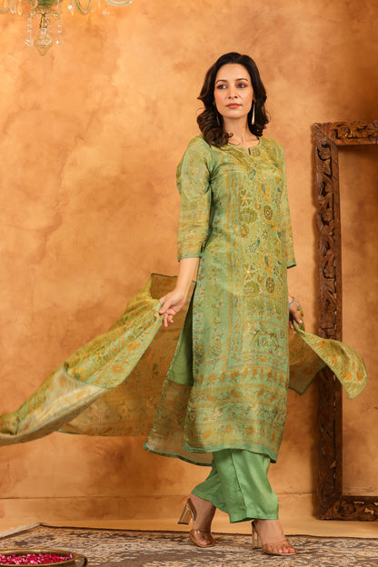 Pastel Green Shimmer Suit Set