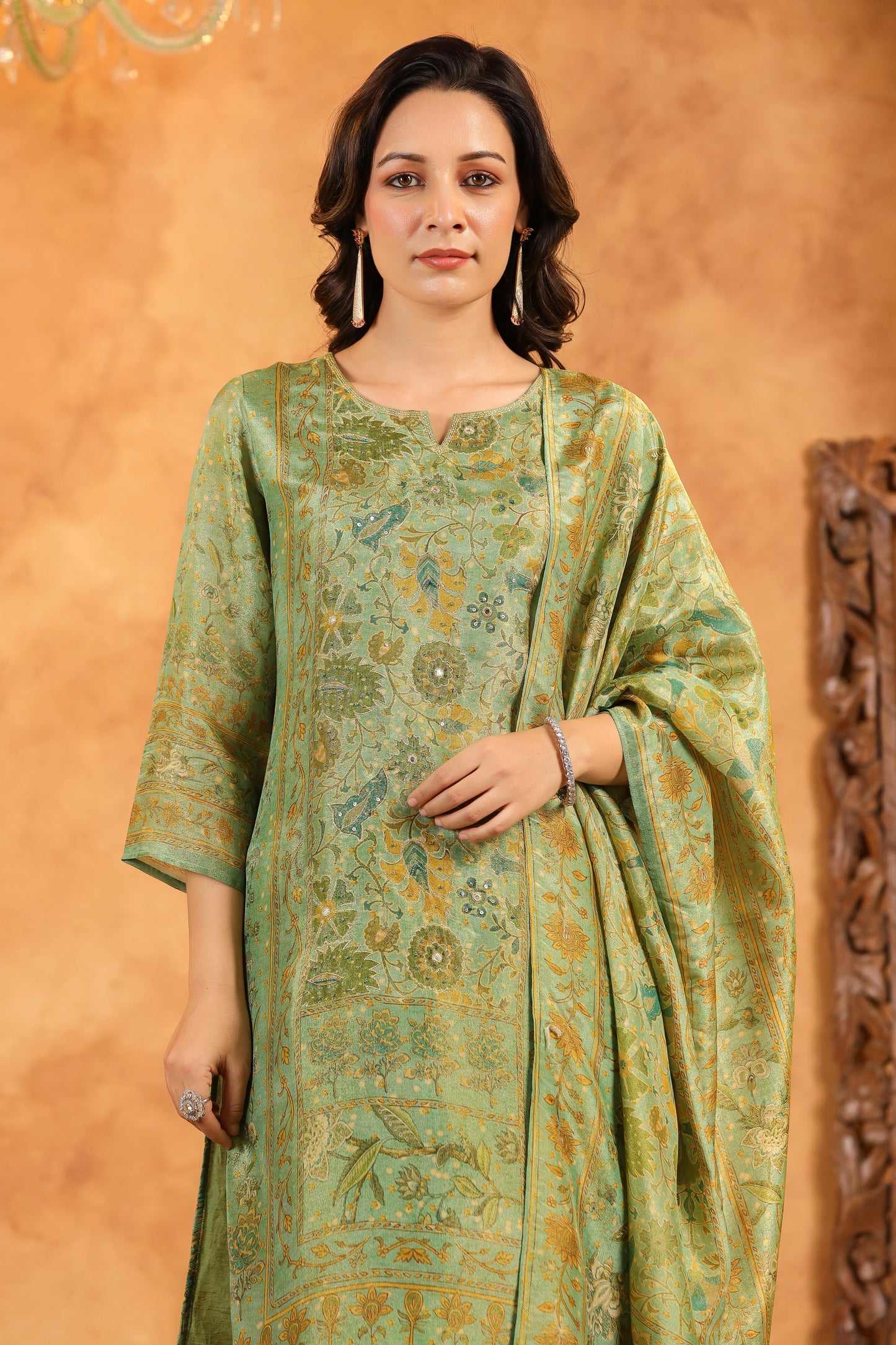 Pastel Green Shimmer Suit Set