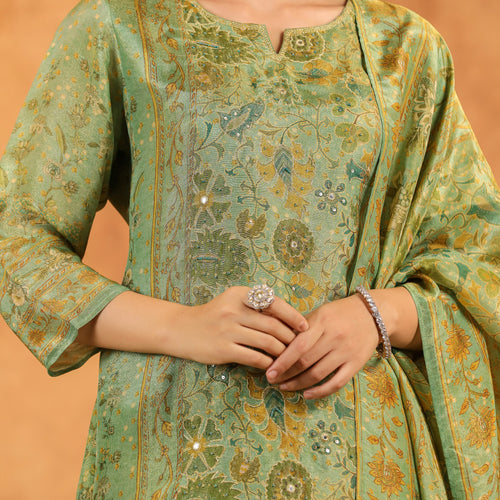 Pastel Green Shimmer Suit Set