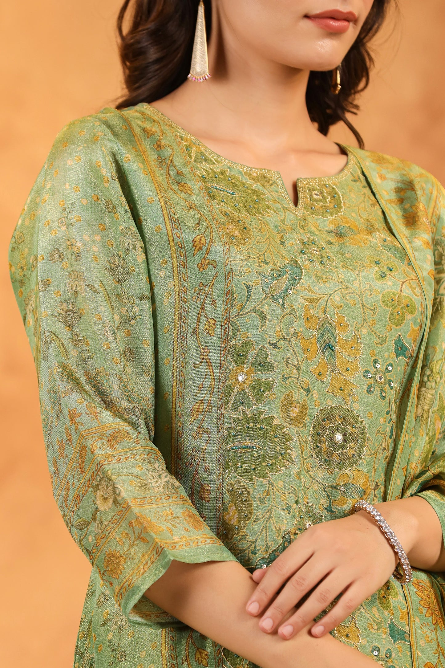 Pastel Green Shimmer Suit Set