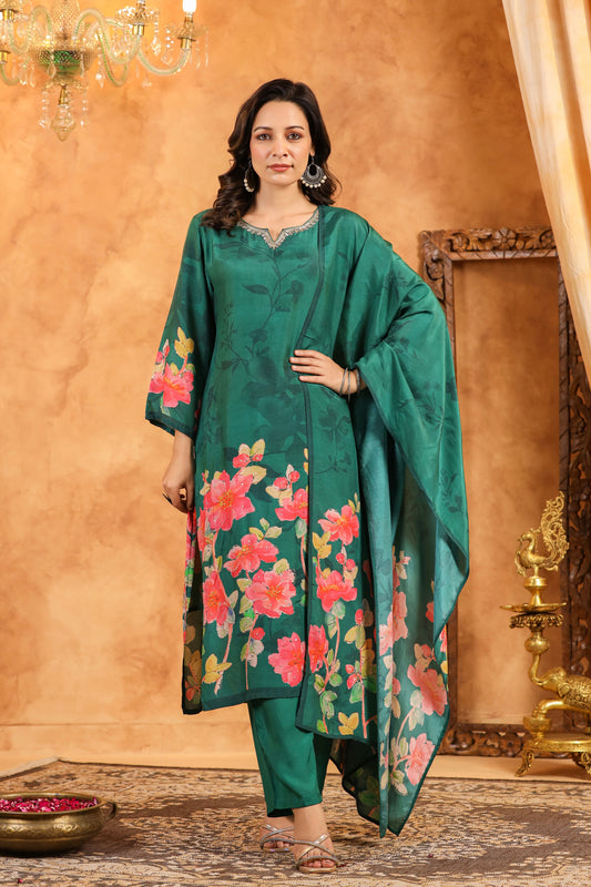 Rama Green Muslin Suit Set
