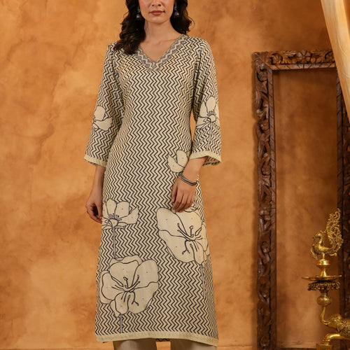 Black Abstract Pure Muslin Suit Set