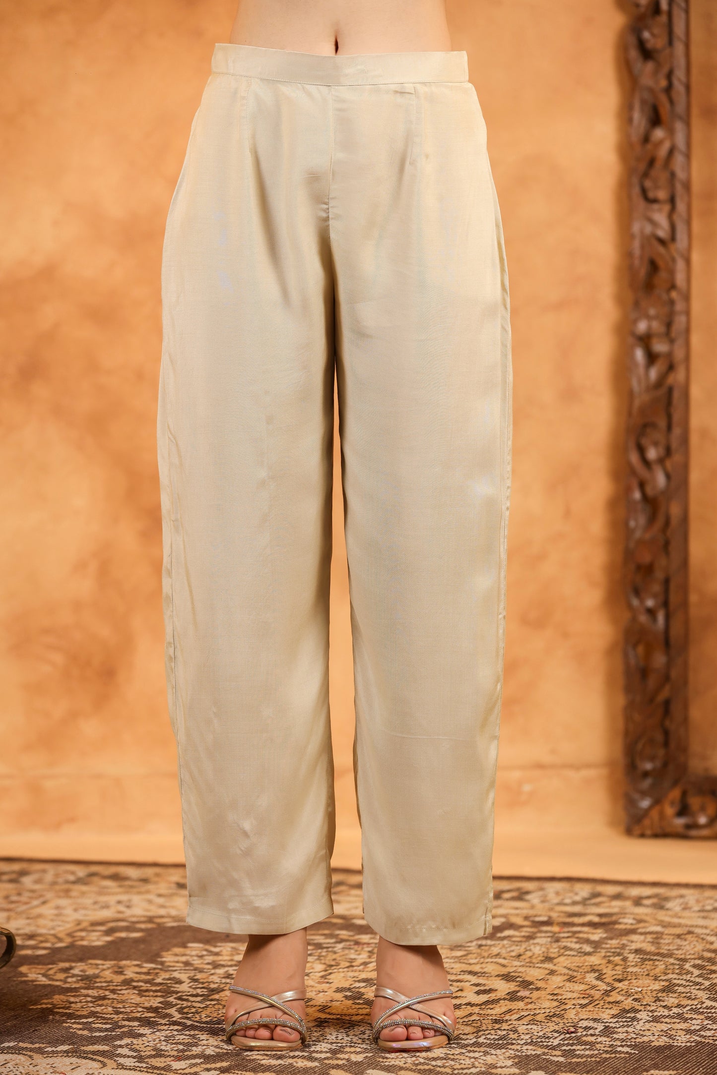 Cream Black Abstract Muslin Suit Set