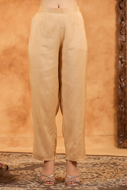 Beige Kalamkari Muslin Suit Set
