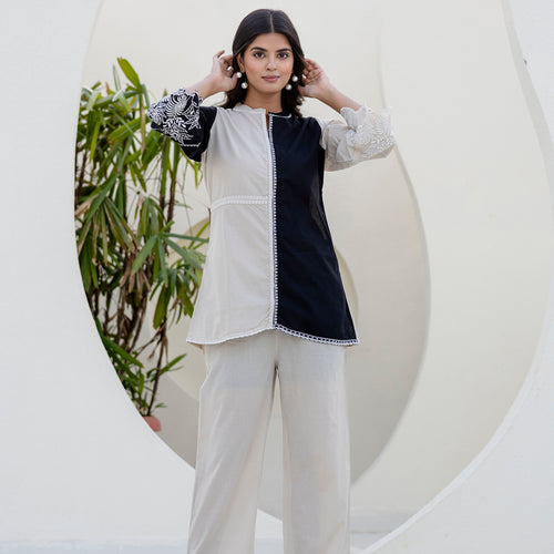 Mila Pure Cotton Embroidery Co-ord Set