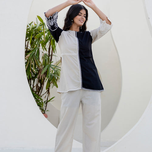 Mila Pure Cotton Embroidery Co-ord Set