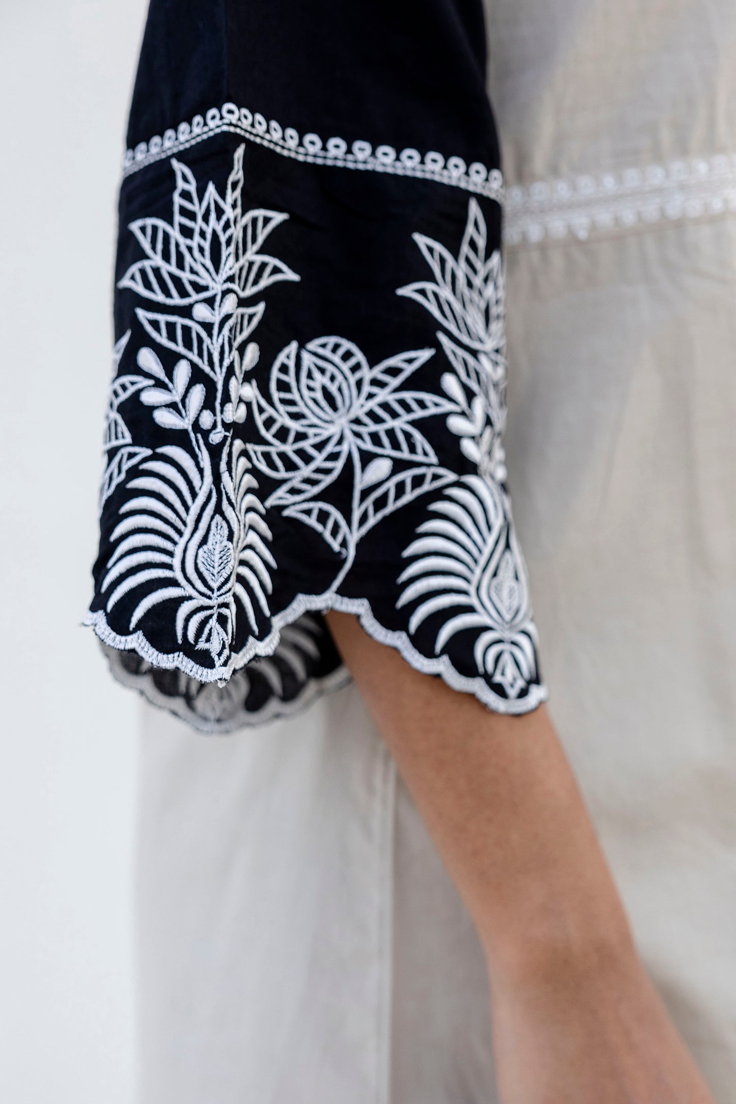 Cotton Color-block Embroidery Co-ord Set