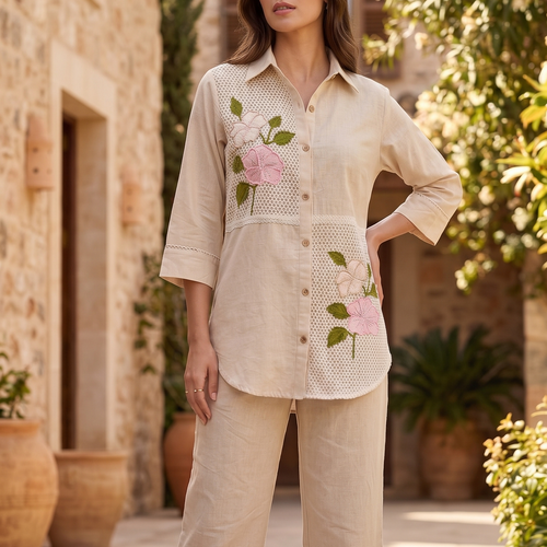 Terra Handloom Cotton Applique Co-Ord Set