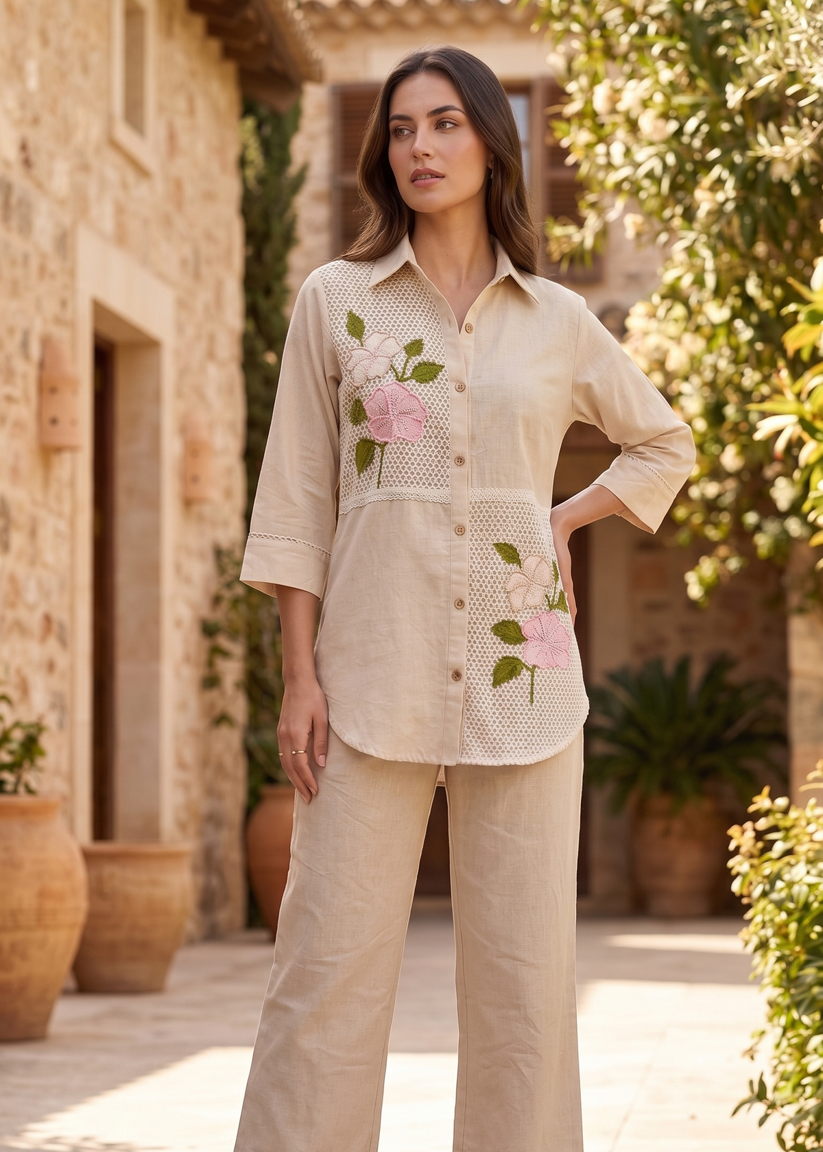 Terra Handloom Cotton Applique Co-Ord Set