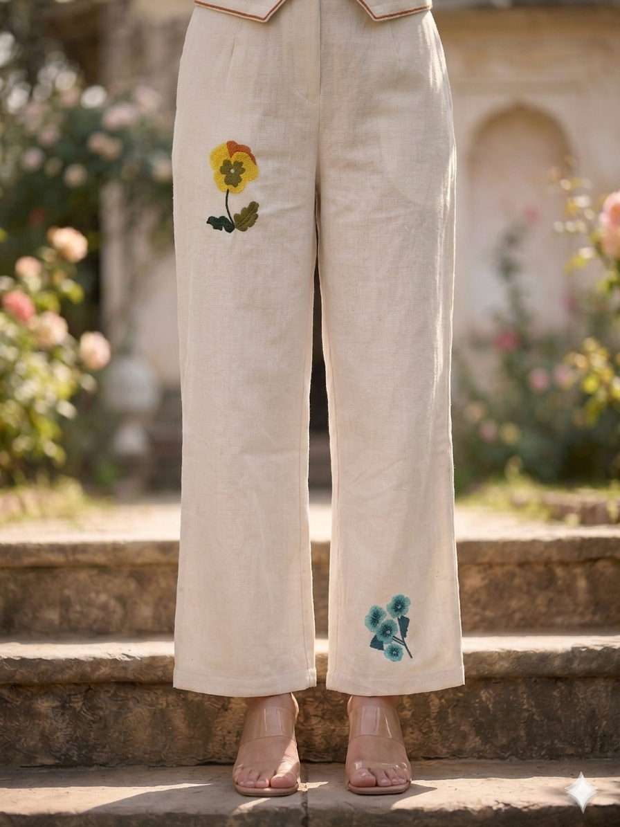 Ira Floral Embroidered Vest Set