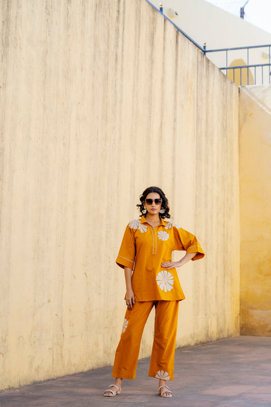 Mustard Plum Embroidered Co-ord Set