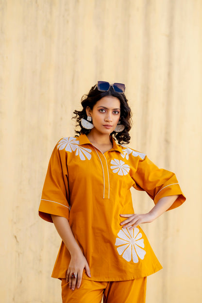 Mustard Plum Embroidered Co-ord Set