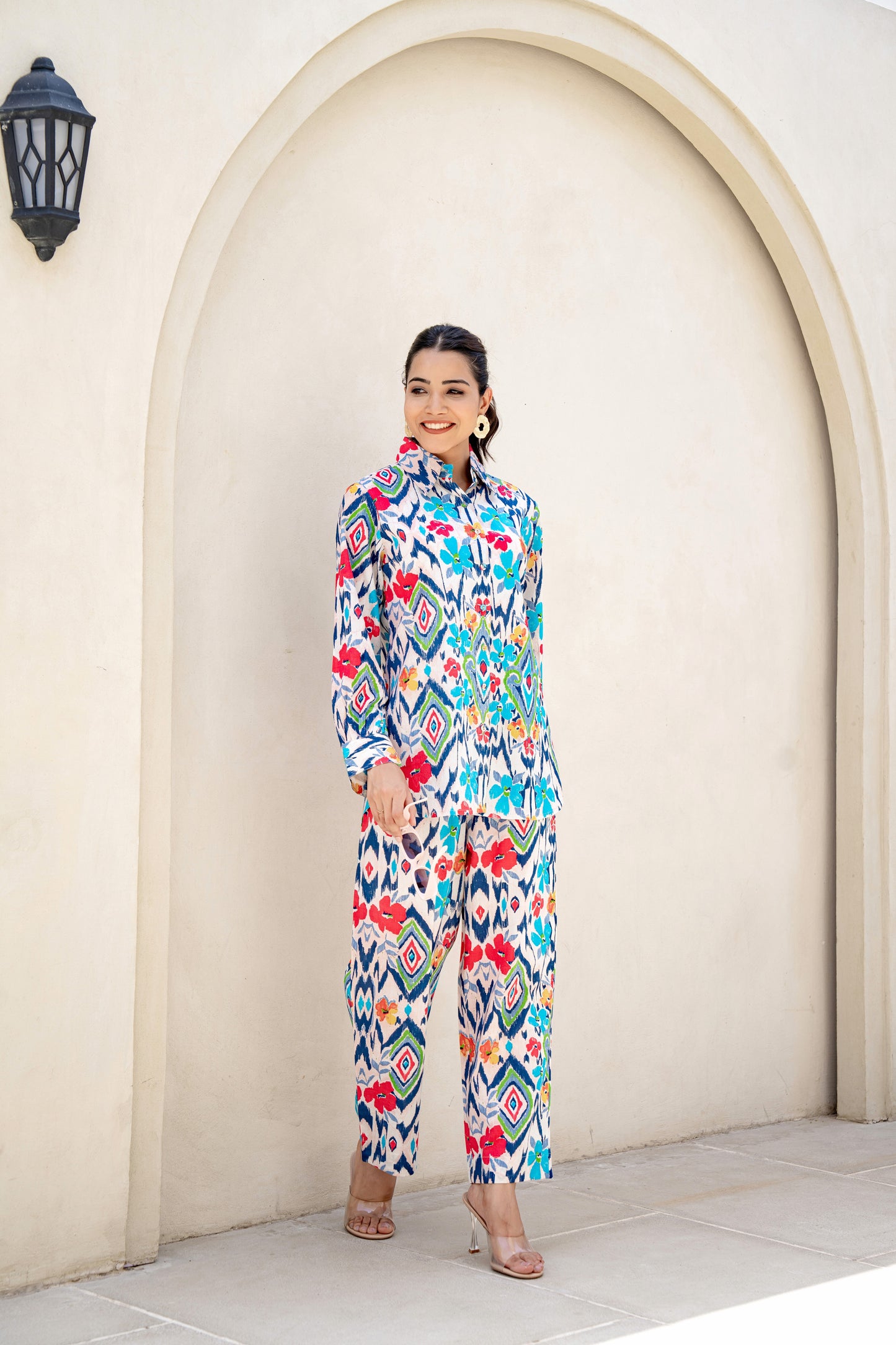 Multicolor Ikkat Print Co-ord Set