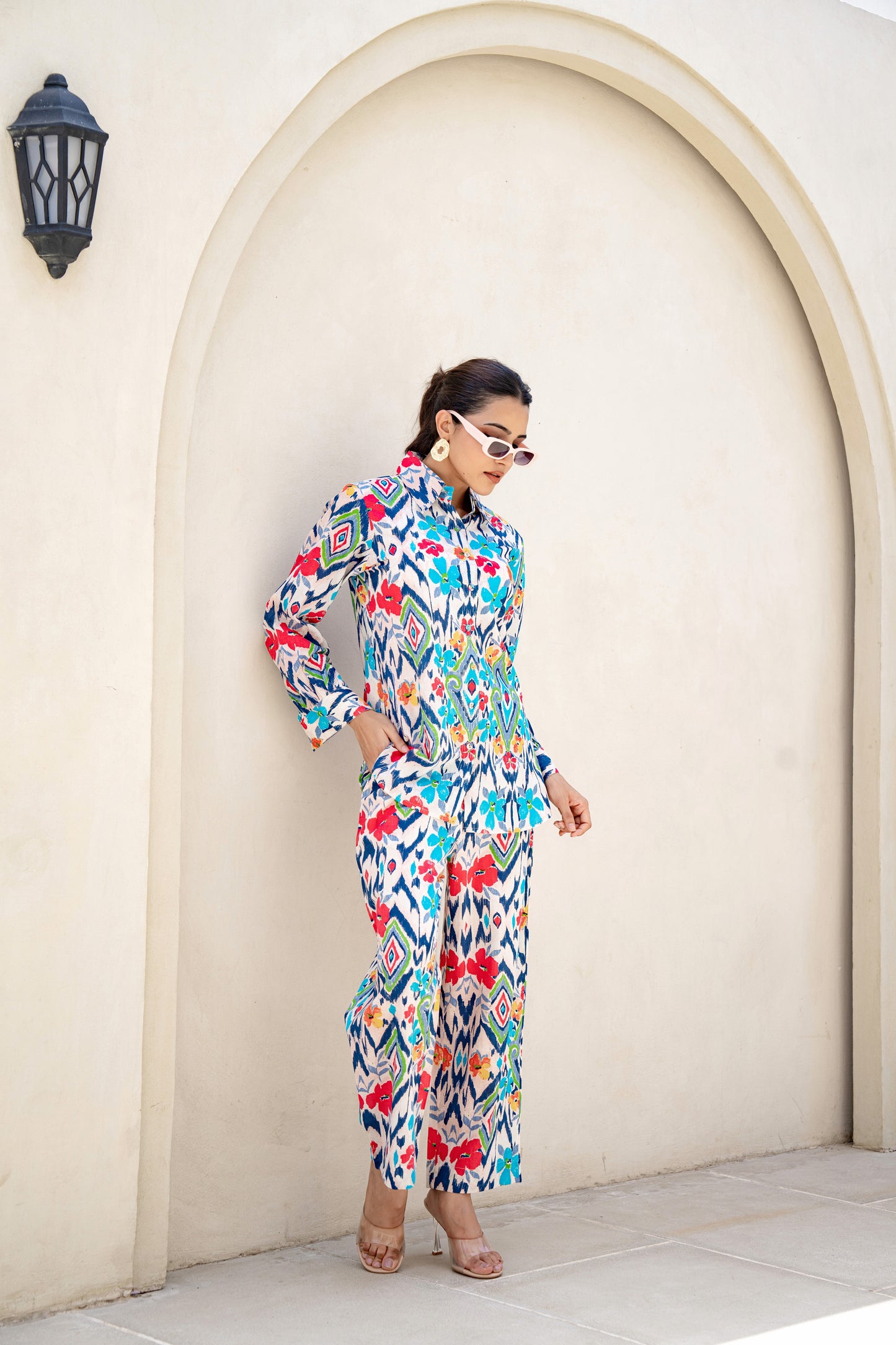 Multicolor Ikkat Print Co-ord Set