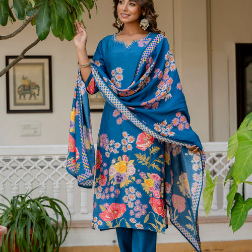 Blue Muslin Suit Set