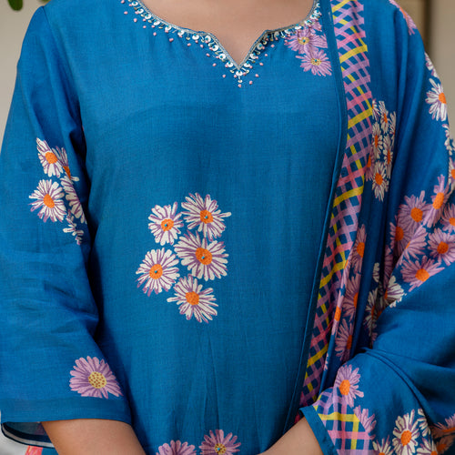 Blue Muslin Suit Set