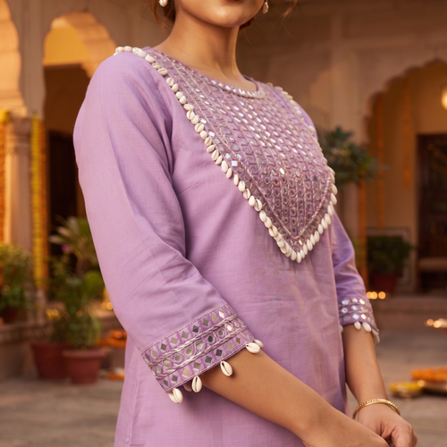 Rida Purple Shell & Mirror Co-ord Set