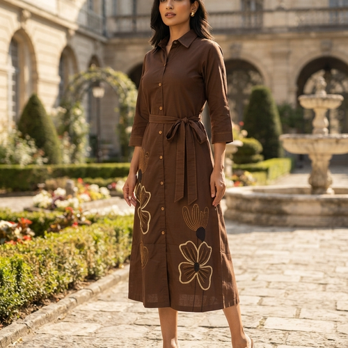 Espresso Brown Belted Dress