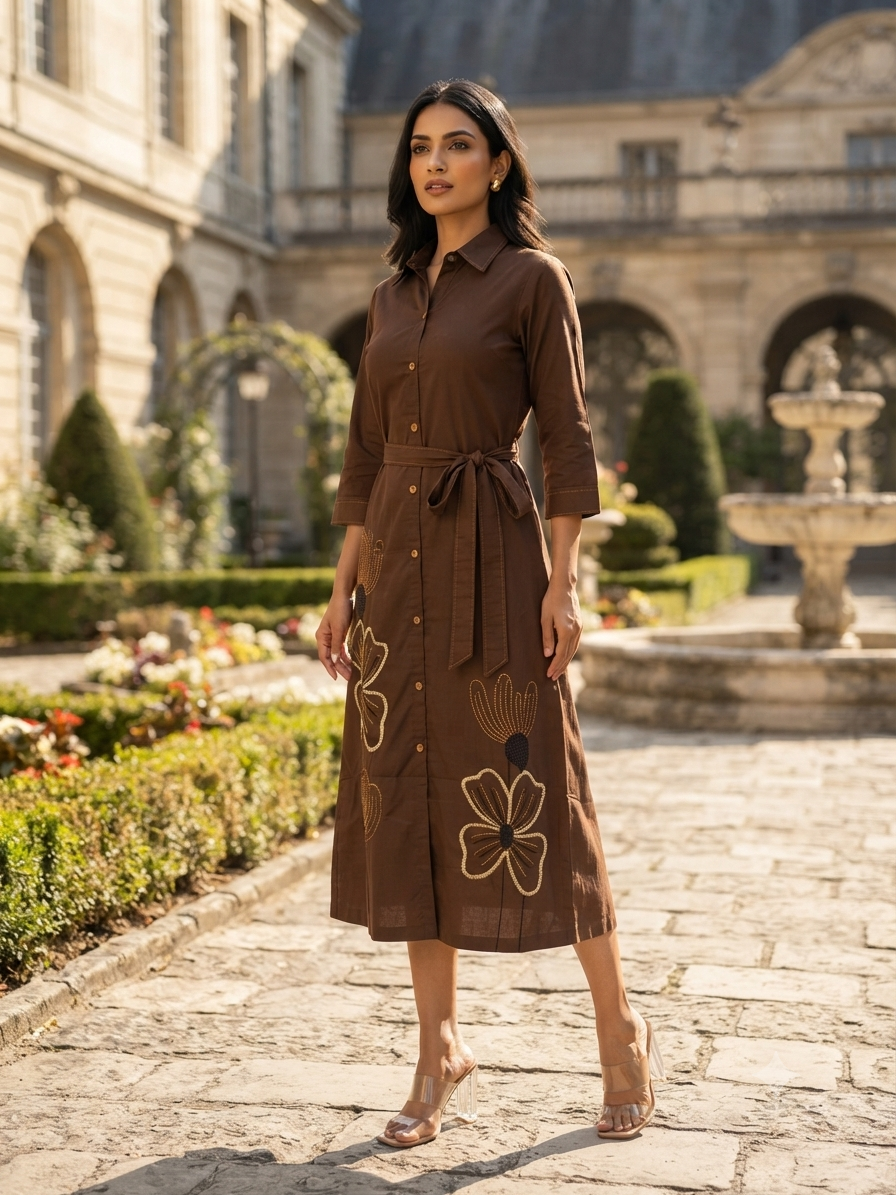 Espresso Brown Belted Dress