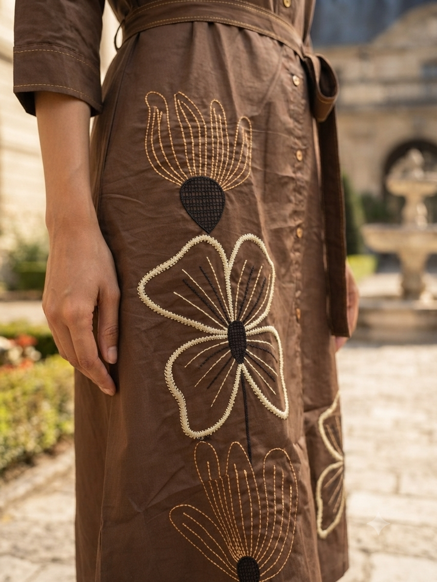 Espresso Brown Belted Dress