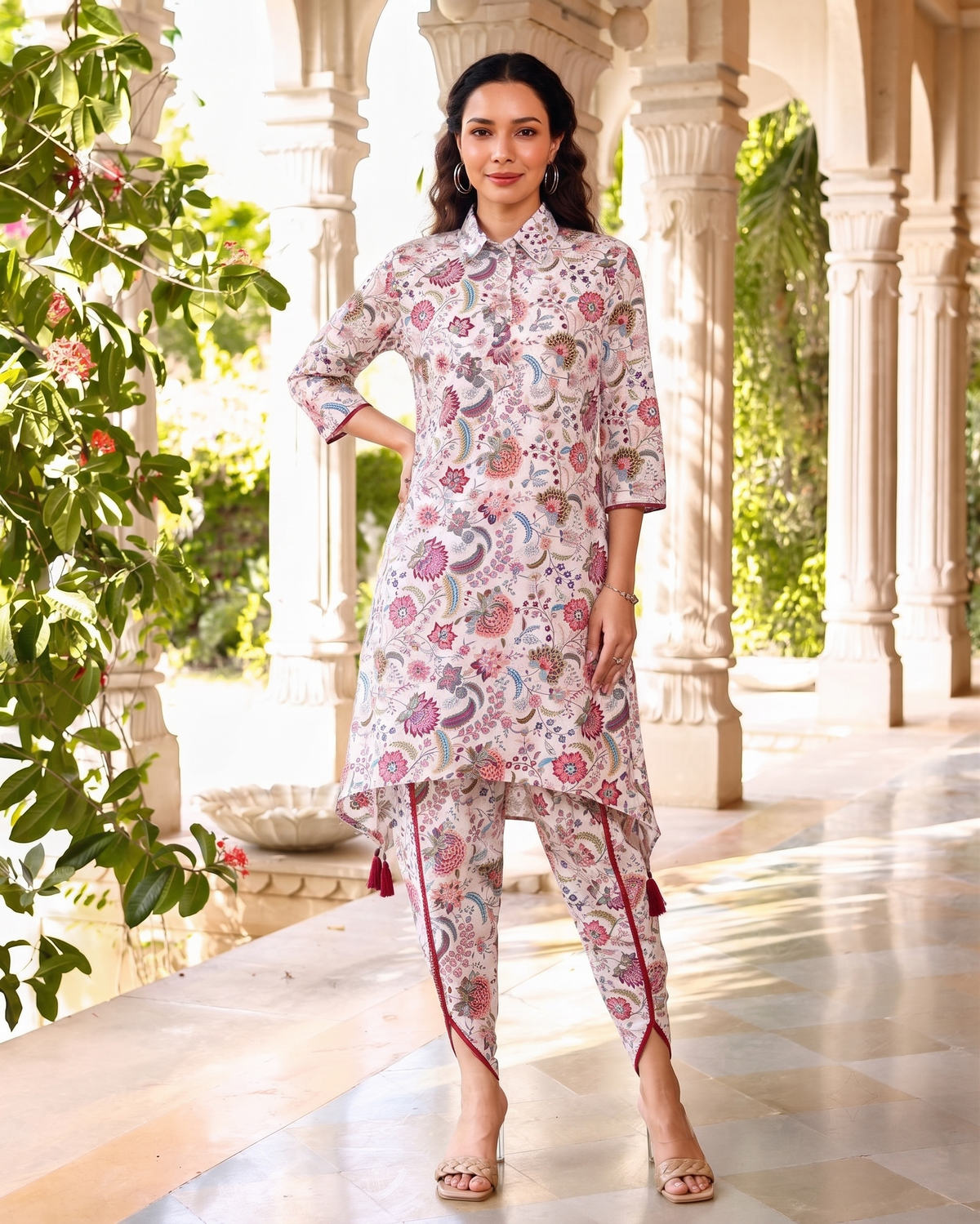 Aza Pink Asymmetrical Co-ord Set