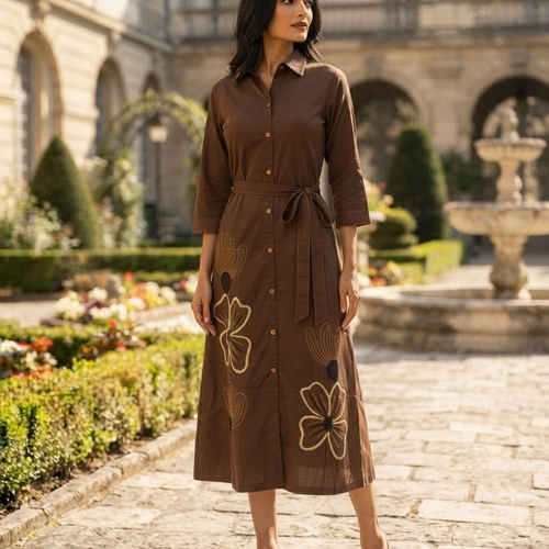 Espresso Brown Belted Dress
