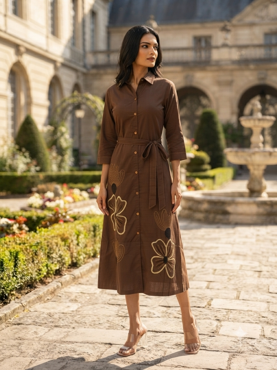 Espresso Brown Belted Dress