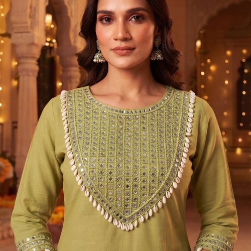 Rida Green Shell & Mirror Co-ord Set