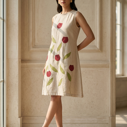 Tulip Applique Jute Dress