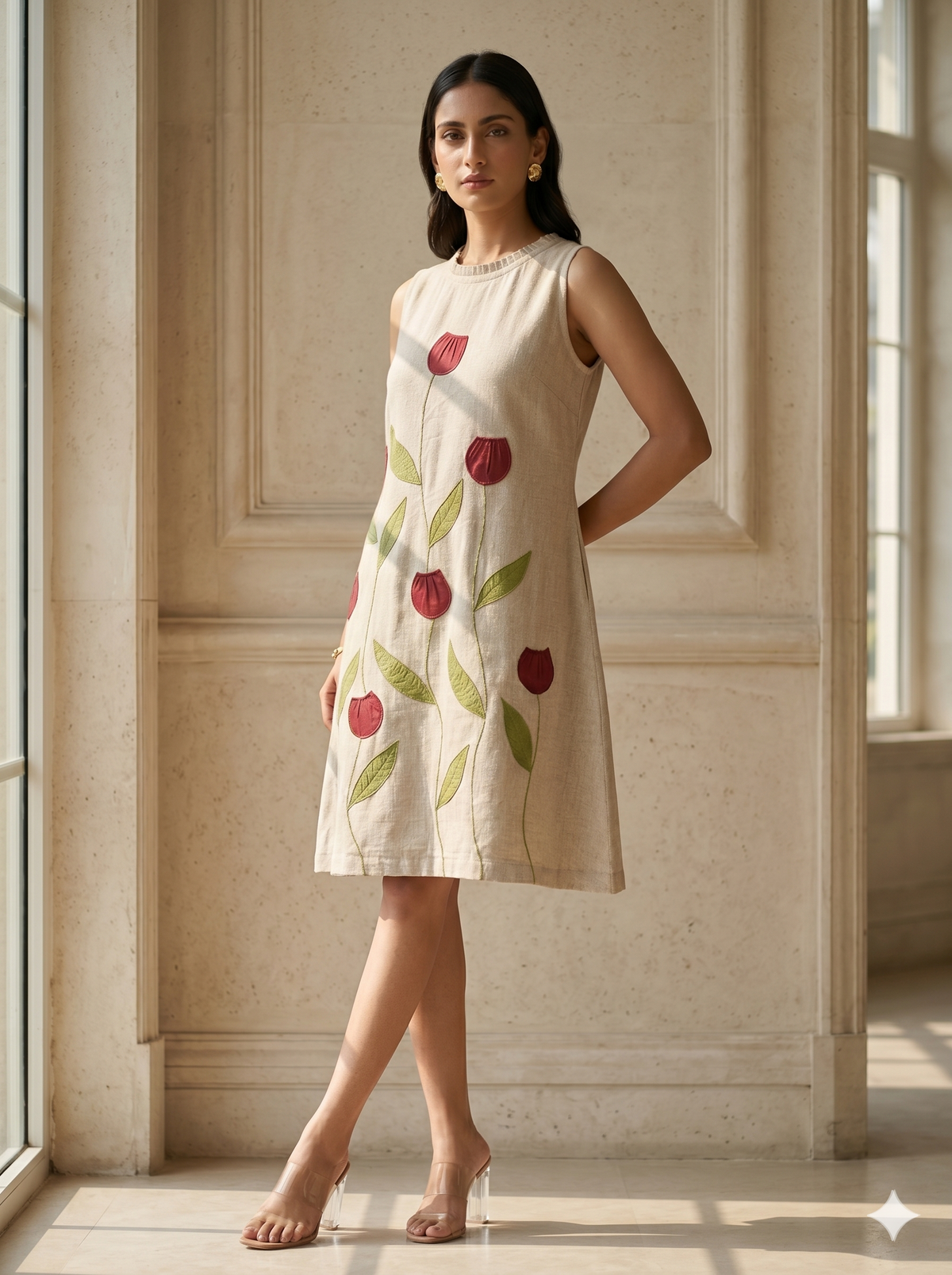 Tulip Applique Jute Dress