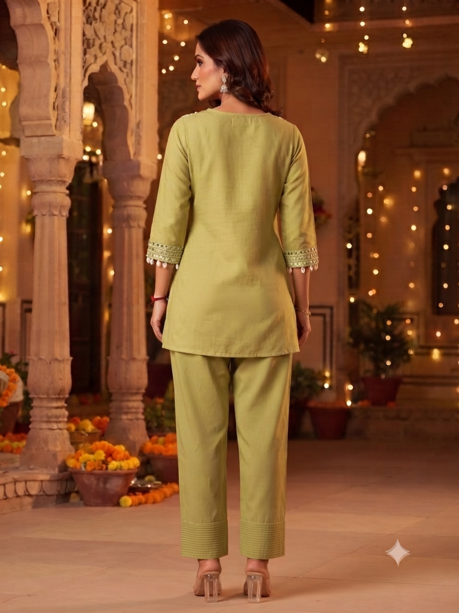 Rida Green Shell & Mirror Co-ord Set