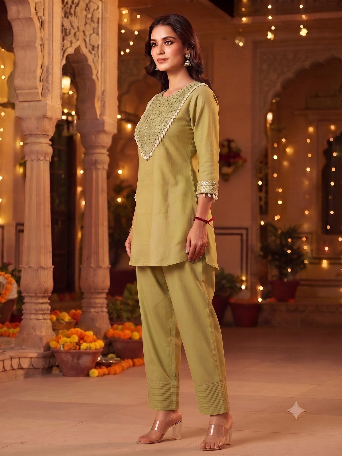 Rida Green Shell & Mirror Co-ord Set