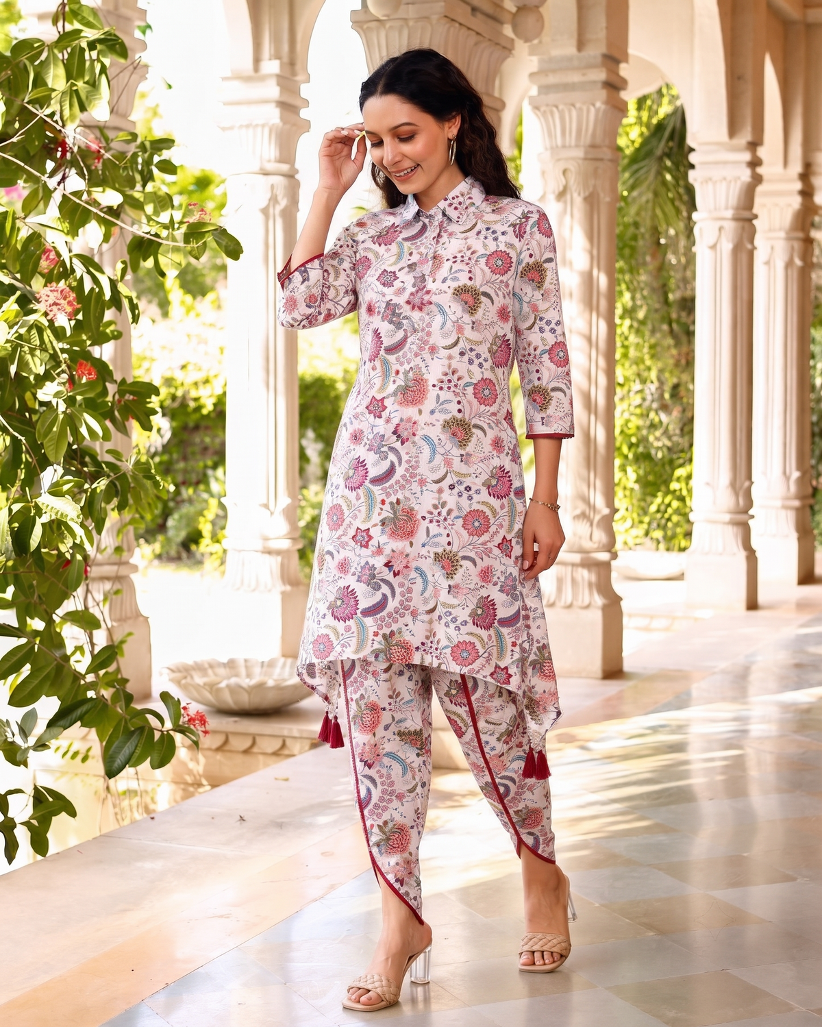 Aza Pink Asymmetrical Co-ord Set