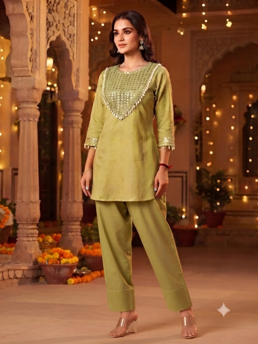 Rida Green Shell & Mirror Co-ord Set