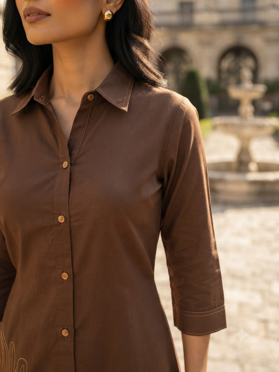 Espresso Brown Belted Dress
