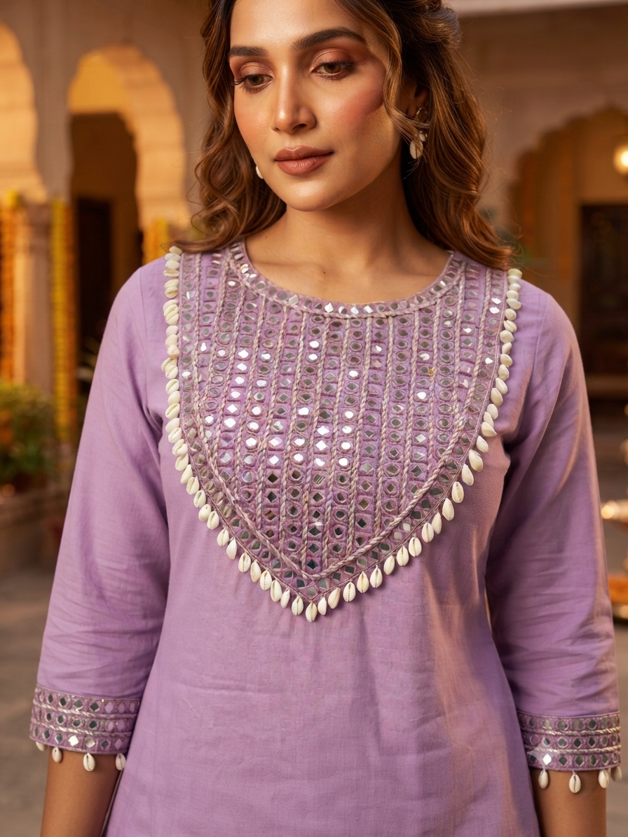 Rida Purple Shell & Mirror Co-ord Set
