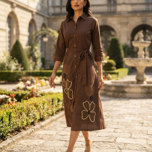 Espresso Brown Belted Dress