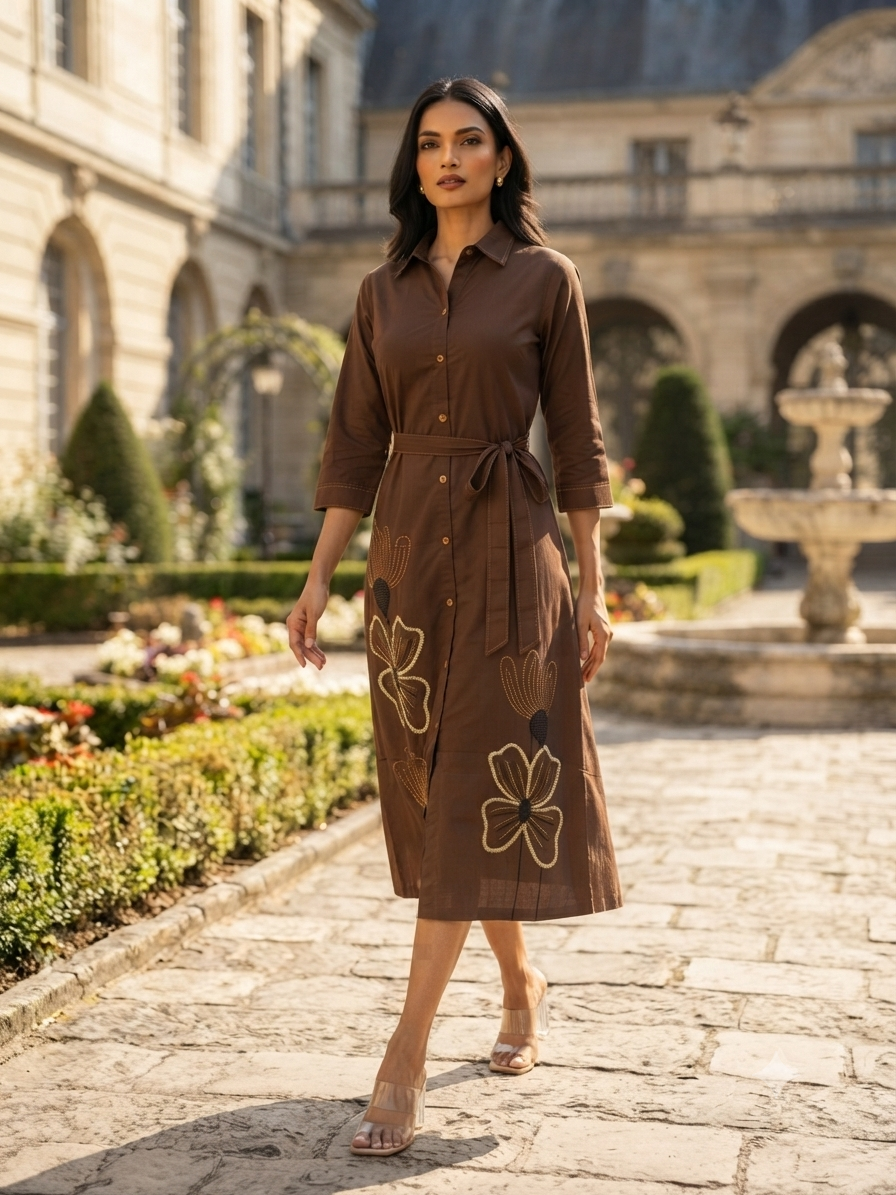 Espresso Brown Belted Dress