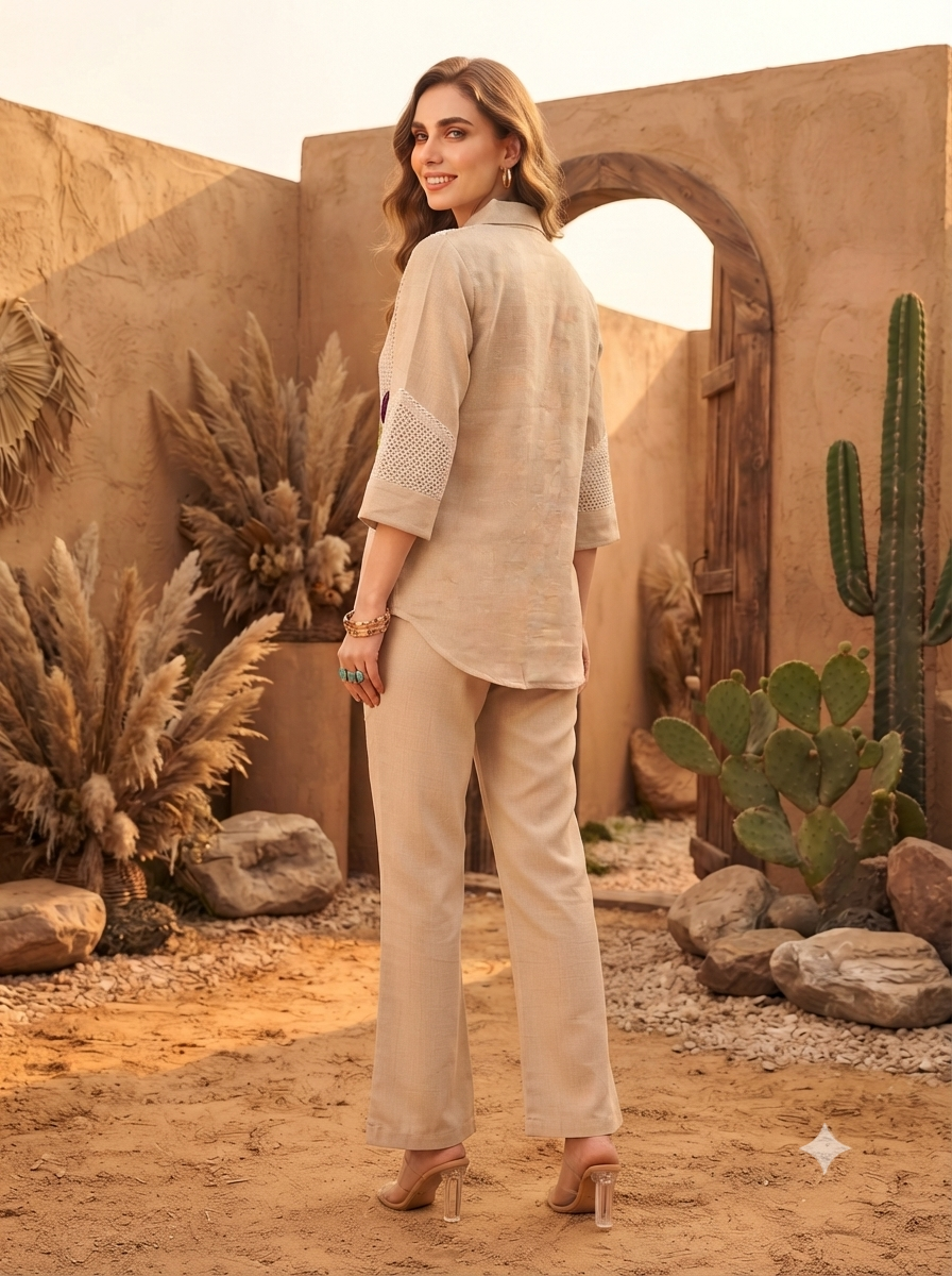 Umber Jute Applique Co-ord Set