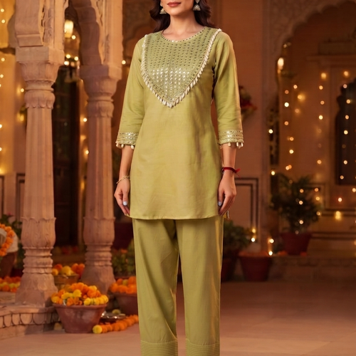 Rida Green Shell & Mirror Co-ord Set