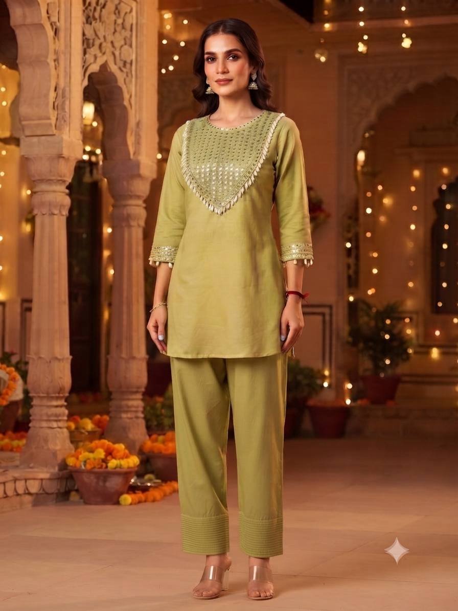 Rida Green Shell & Mirror Co-ord Set