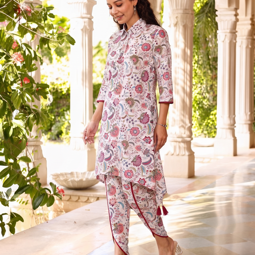 Aza Pink Asymmetrical Co-ord Set