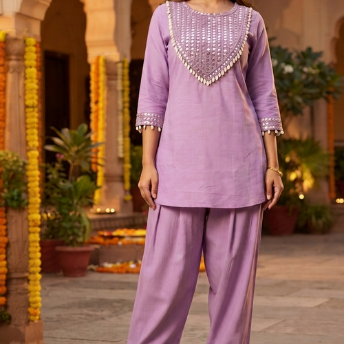 Rida Purple Shell & Mirror Co-ord Set
