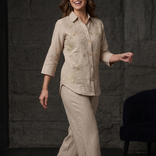 Coco Hand Embroidery Jute Co-ord Set
